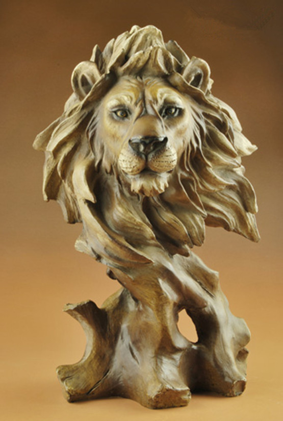 Resin Art Business - Estátua decorativa 3D de leão selvagem