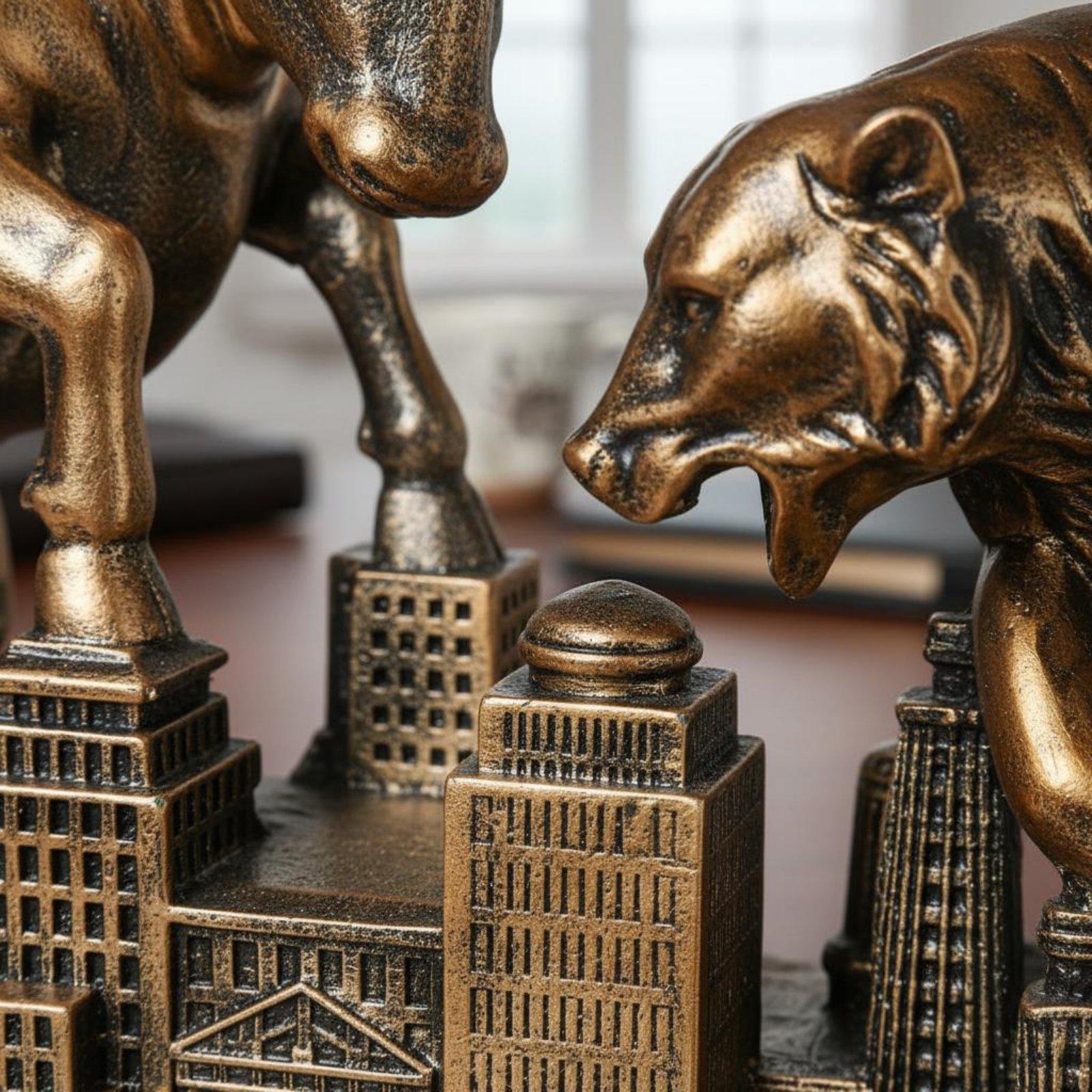 Resin Art Business - Estátua Motivacional de Urso e Touro